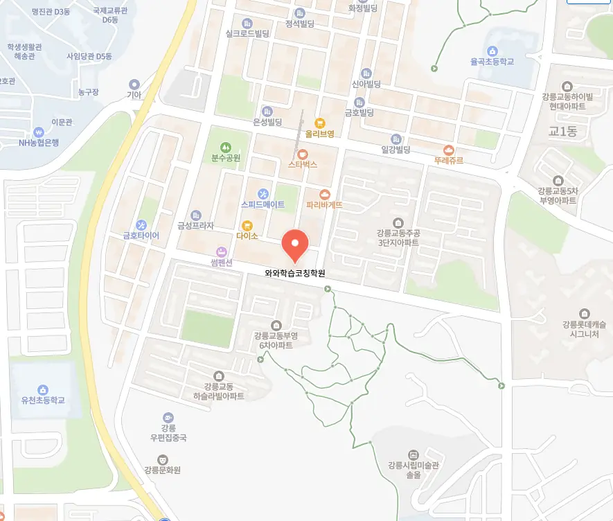 강릉교동 학원 스터디팝 학원 위치